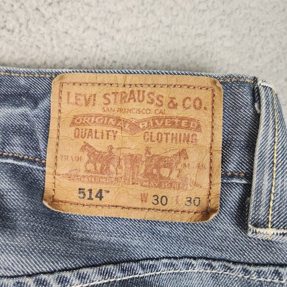 Levis 514 Jeans Mens 30x30 Blue Straight Fit Slim Leg Classic Faded Cotton Denim - Picture 7 of 11